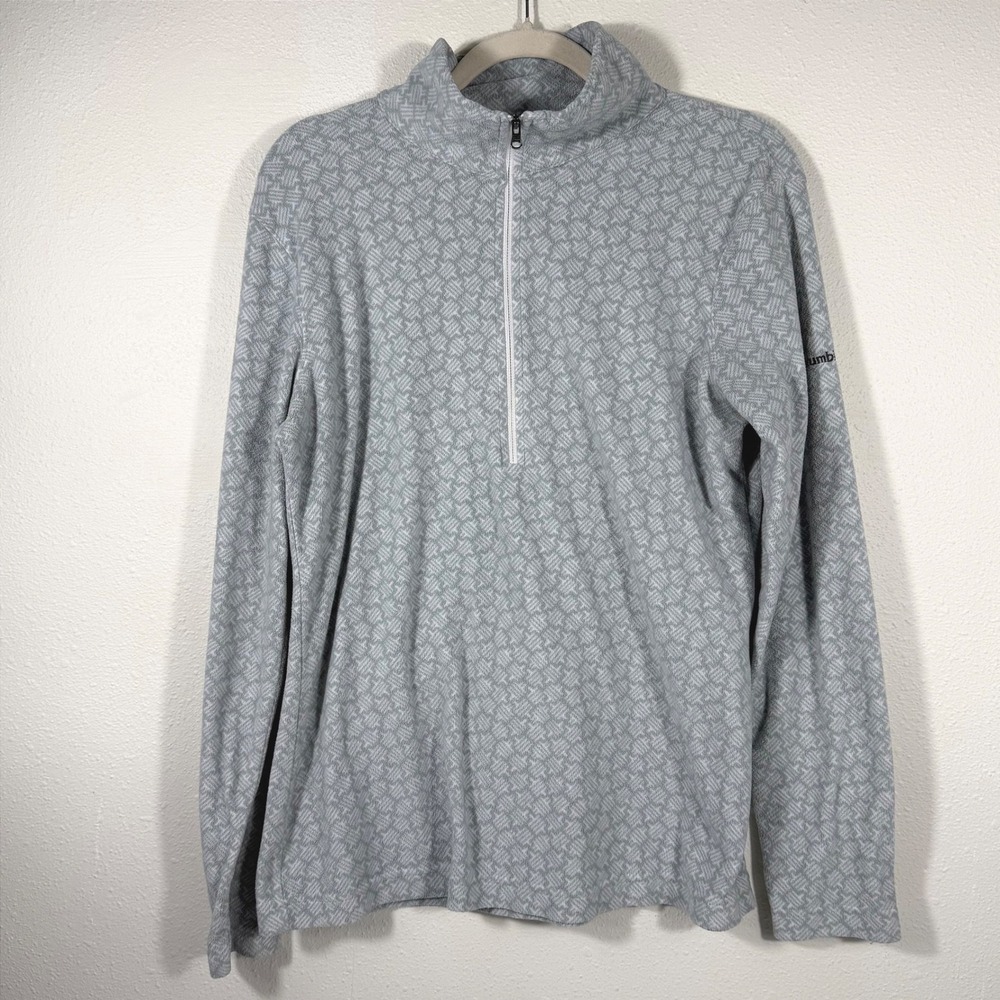 Columbia Sportswear Gray Geometric Print Fleece Quarter Zip Pullover W Size L
